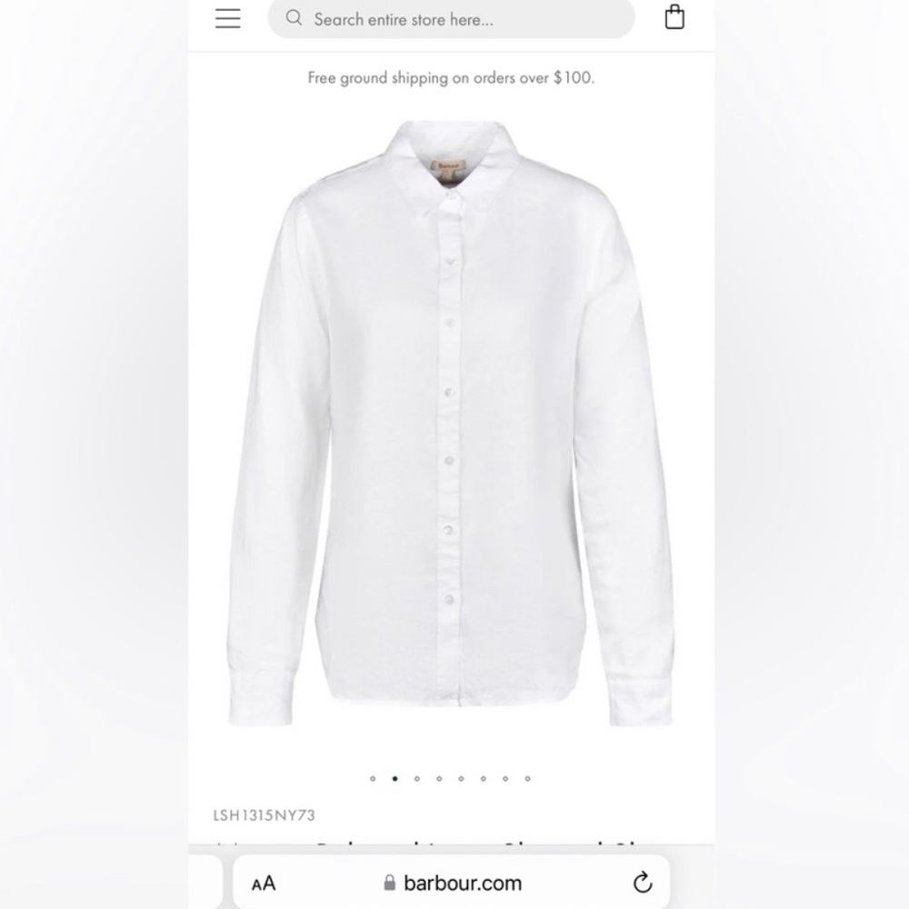 Barbour White‎ Linen Button Down Shirt Size 12